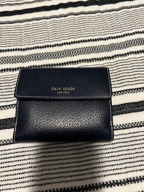 kate spade navy and gold leather wallet
